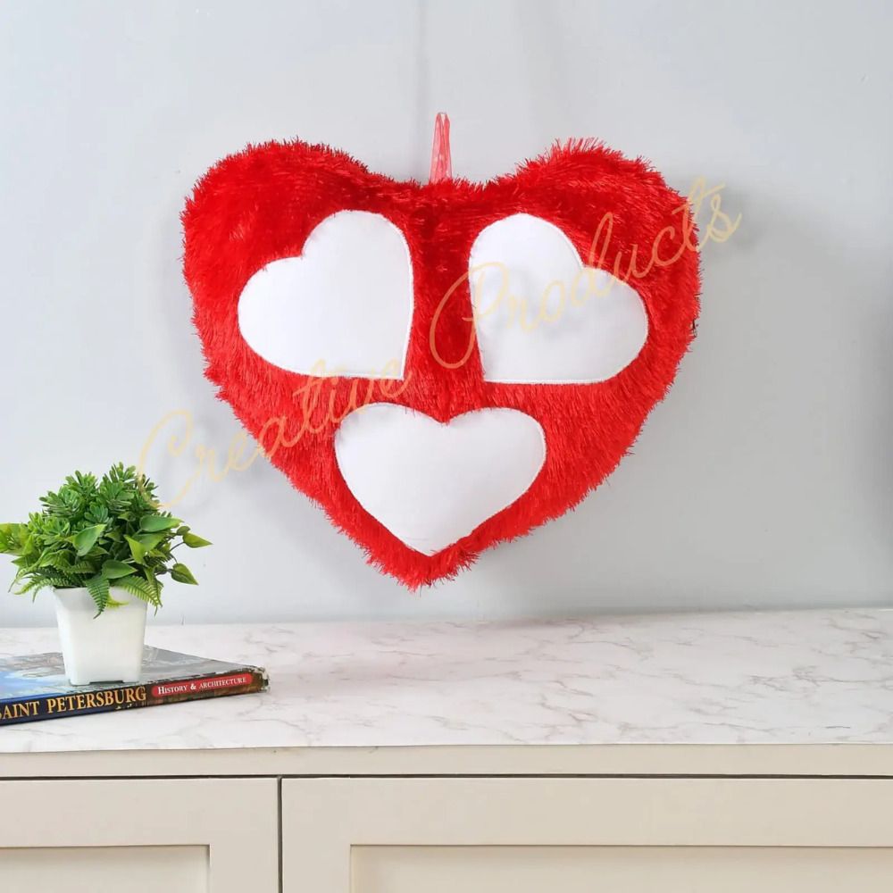 SMR Kart  Fur Cushion Cover (20 × 20 cm, Red & White)